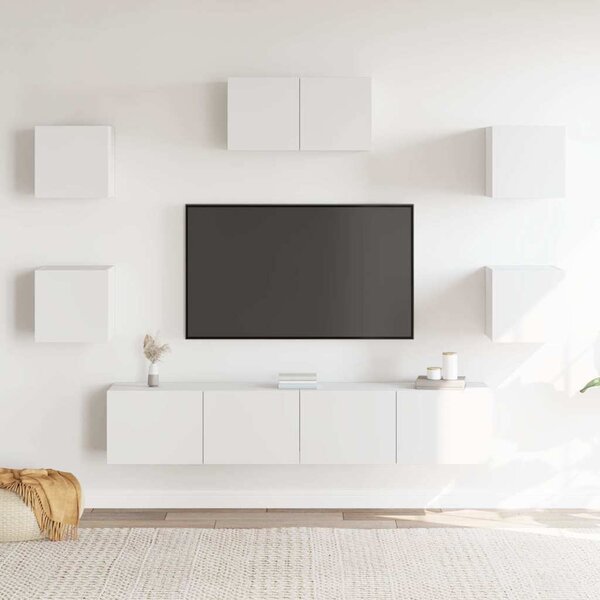 7dílný set TV skříněk bílý kompozitní dřevo 3114502