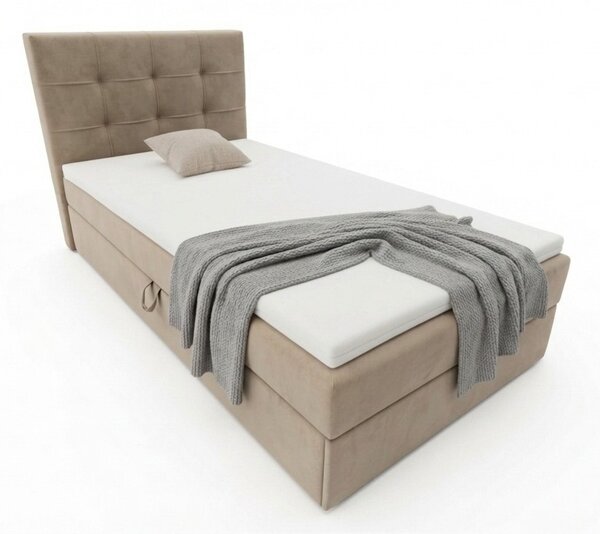 Čalouněná postel boxspring DIRELIS TRINITY 90x200 cm béžová Matrace: Matrace Bonell pružinová