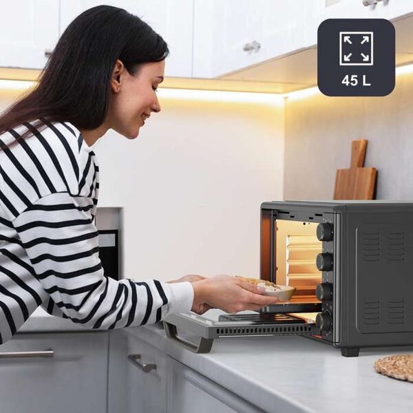 Pečicí trouba s rožněm Black+Decker BXOV4500E – 45 l, 2000 W, černá