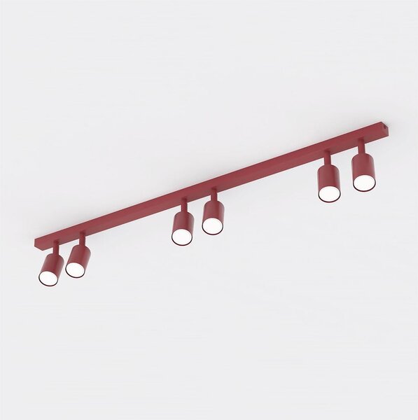 Stropní svítidlo FLASH 6 – vínové, 6× GU10, šířka 116 cm