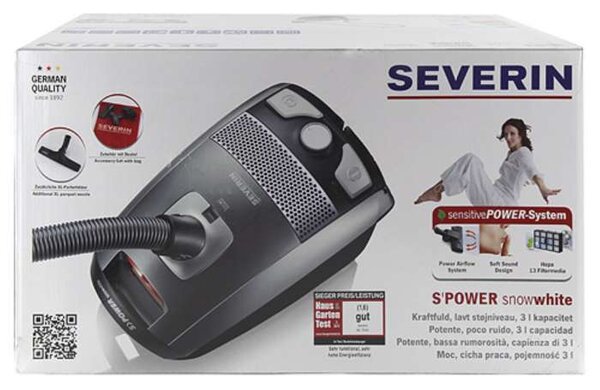 Sáčkový vysavač Severin BC 7045 – 750 W, 3 l, HEPA 13, platinově šedý