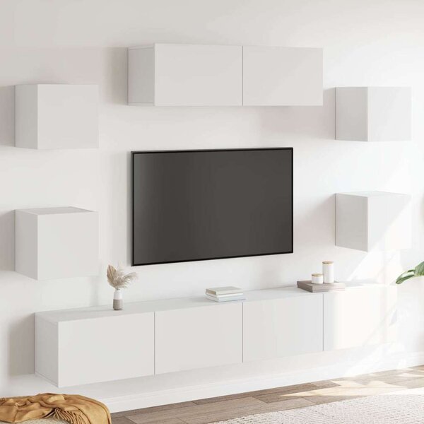 7dílný set TV skříněk bílý kompozitní dřevo 3114518