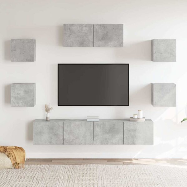 7dílný set TV skříněk betonově šedý kompozitní dřevo 3114513