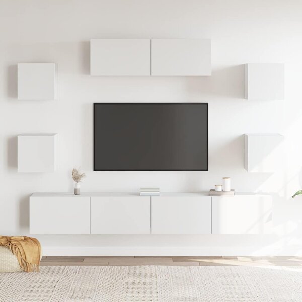 7dílný set TV skříněk bílý kompozitní dřevo 3114518
