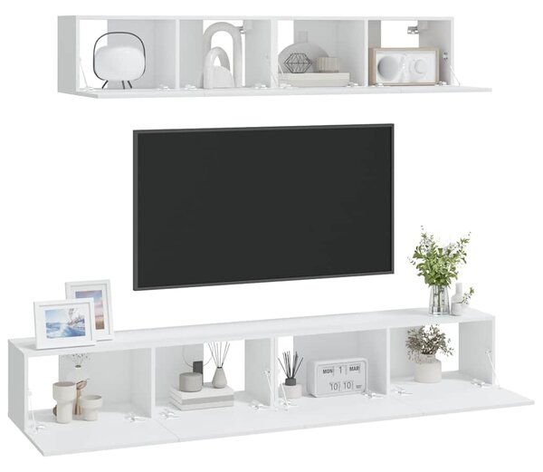 4dílný set TV skříněk bílý kompozitní dřevo 3114526