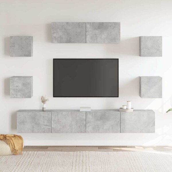 7dílný set TV skříněk betonově šedý kompozitní dřevo 3114521