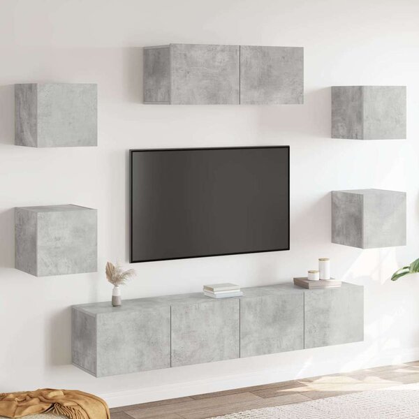 7dílný set TV skříněk betonově šedý kompozitní dřevo 3114513