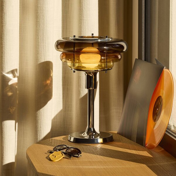 MARKET SET Stolní lampa Sunset, jantarová, sklo, E27, Hnědá / rez, Obývací pokoj / jídelna, Sklo, Design