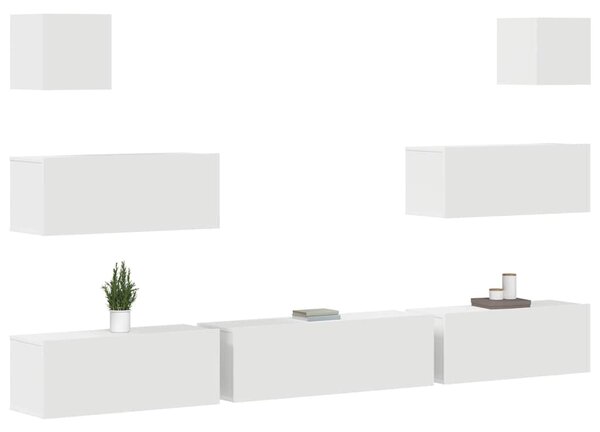 7dílný set TV skříněk bílý kompozitní dřevo 3114542