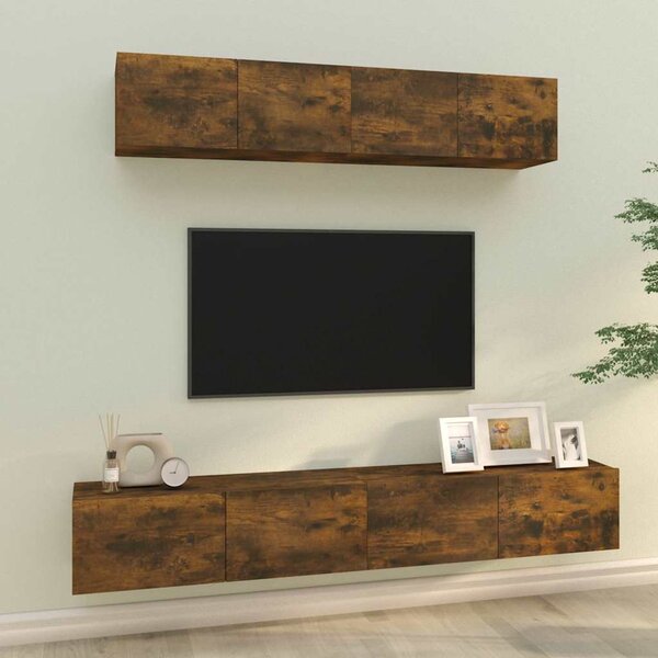 4dílný set TV skříněk kouřový dub kompozitní dřevo 3114539