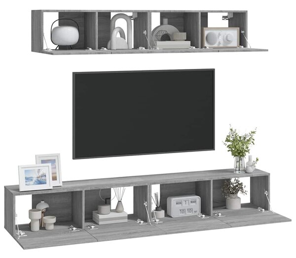 4dílný set TV skříněk šedý sonoma kompozitní dřevo 3114532