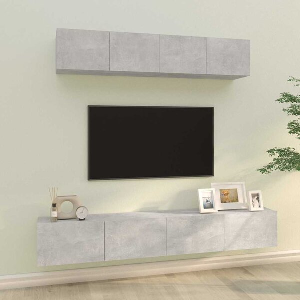 4dílný set TV skříněk betonově šedý kompozitní dřevo 3114537