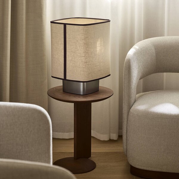MARKET SET Stolní lampa Dolce, vápencově béžová, len, E27, Krémová / jantar, Obývací pokoj / jídelna, Textil / tkanina / hedvábí, Design