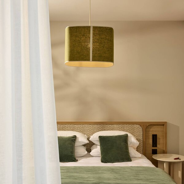 MARKET SET Závěsné světlo Dolce, avokádově zelené, len, E27, stmívatelný, Zelená, Obývací pokoj / jídelna, Textil / tkanina / hedvábí, Design