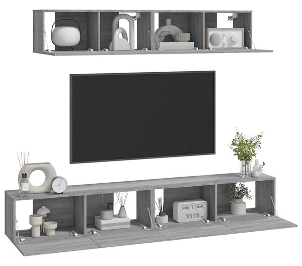 4dílný set TV skříněk šedý sonoma kompozitní dřevo 3114540