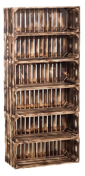 ČistéDřevo Dřevěné opálené bedýnky regál 132 x 60 x 24 cm