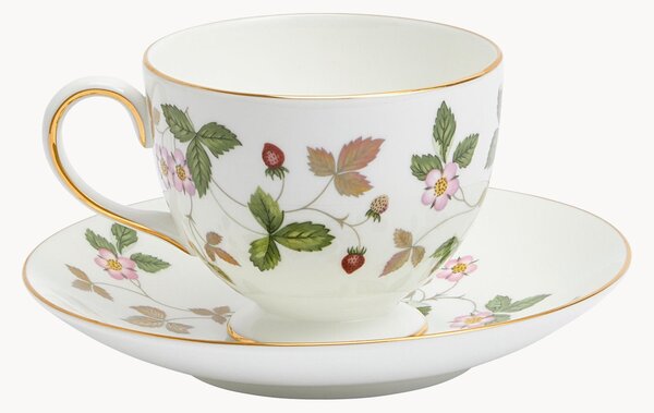 Šálek na čaj's podšálkem z kostního porcelánu Fine Bone China Wild Strawberry