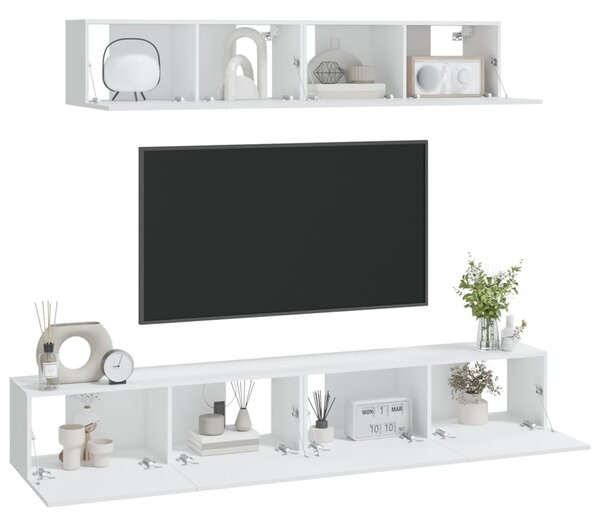 4dílný set TV skříněk bílý kompozitní dřevo 3114534