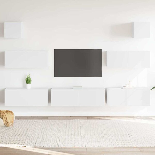 7dílný set TV skříněk bílý kompozitní dřevo 3114542