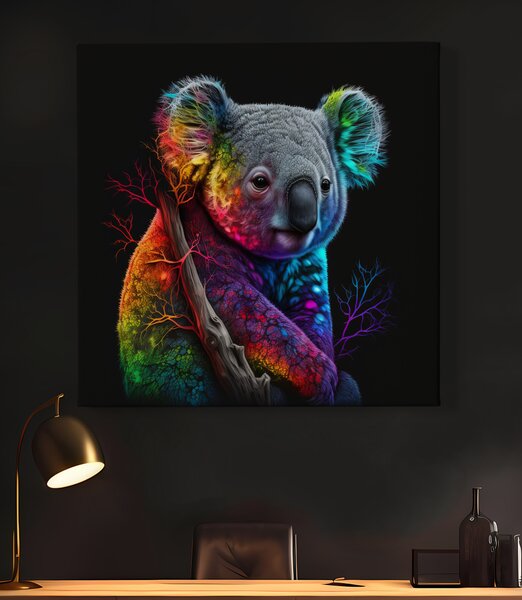 Obraz na plátně - Barevný koala FeelHappy.cz Rozměr (Šířka/Výška): 60 x 60 cm