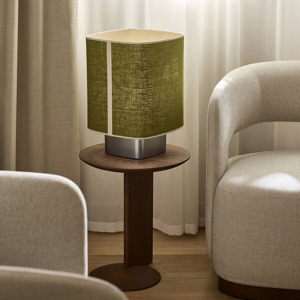 MARKET SET Stolní lampa Dolce, avokádově zelená, len, E27, Zelená, Obývací pokoj / jídelna, Textil / tkanina / hedvábí, Design