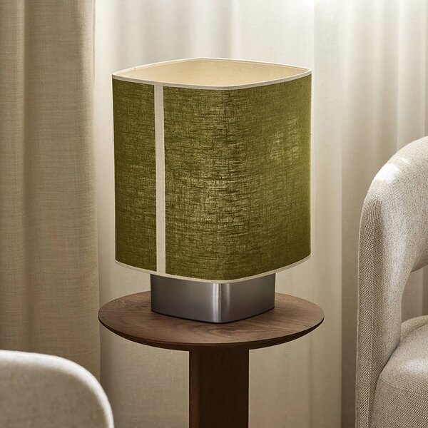 MARKET SET Stolní lampa Dolce, avokádově zelená, len, E27, Zelená, Obývací pokoj / jídelna, Textil / tkanina / hedvábí, Design