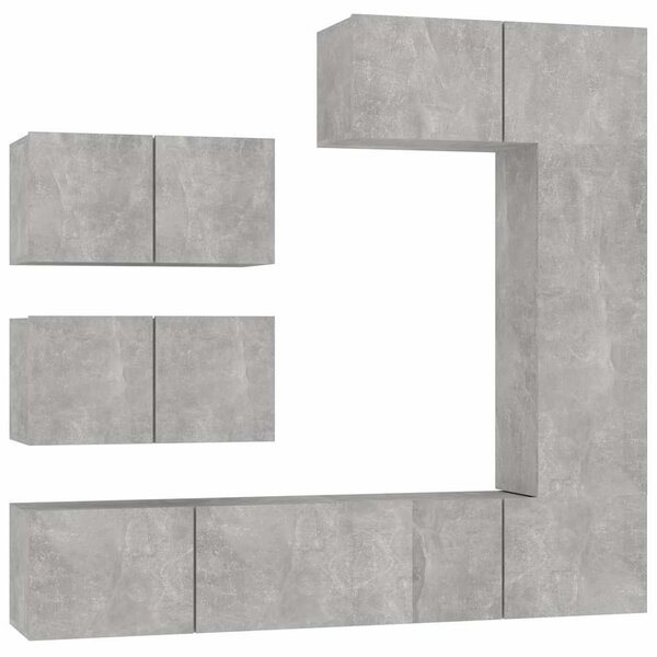 6dílný set TV skříněk betonově šedý kompozitní dřevo 3114553