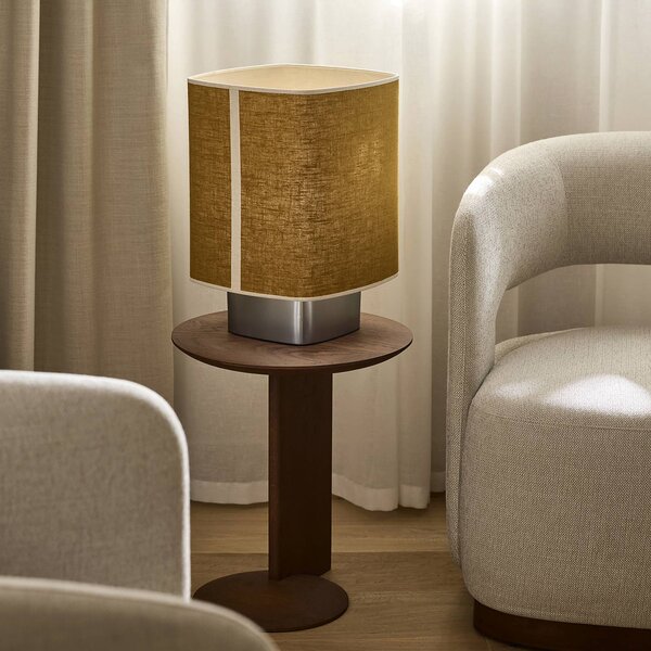 MARKET SET Stolní lampa Dolce, kari žlutá, len, E27, Žlutá / oranžová, Obývací pokoj / jídelna, Textil / tkanina / hedvábí, Design