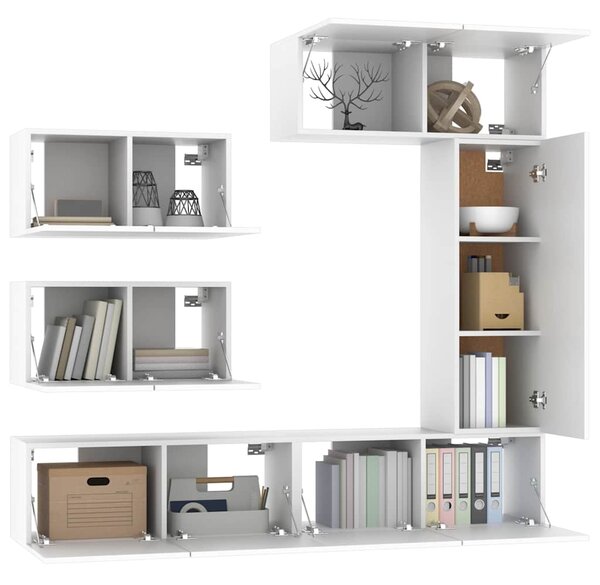 6dílný set TV skříněk bílý kompozitní dřevo 3114550