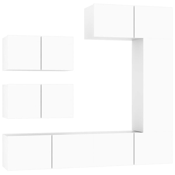 6dílný set TV skříněk bílý kompozitní dřevo 3114550
