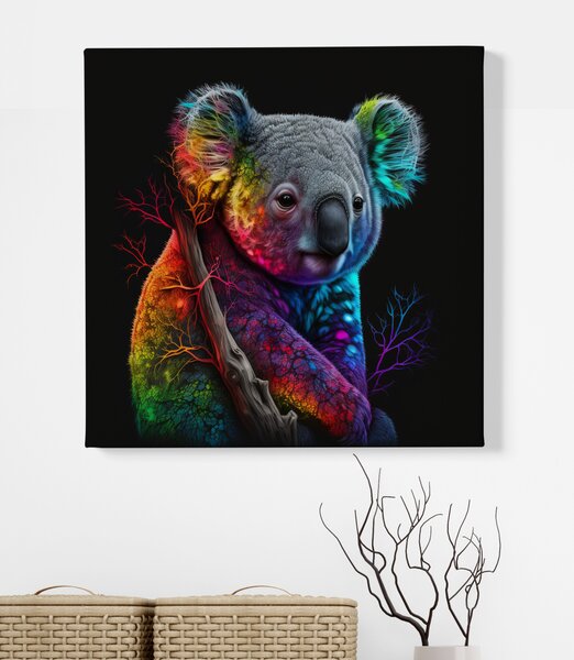 Obraz na plátně - Barevný koala FeelHappy.cz Rozměr (Šířka/Výška): 60 x 60 cm
