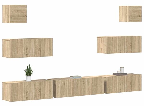 7dílný set TV skříněk dub sonoma kompozitní dřevo 3114544