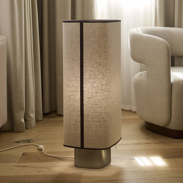 MARKET SET Stojací lampa Dolce, vápencově béžová, len, E27, Krémová / jantar, Obývací pokoj / jídelna, Textil / tkanina / hedvábí, Design