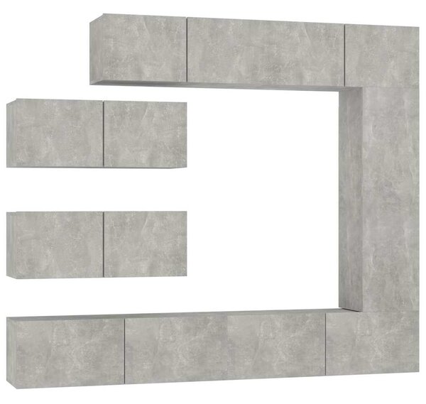 7dílný set TV skříněk betonově šedý kompozitní dřevo 3114561