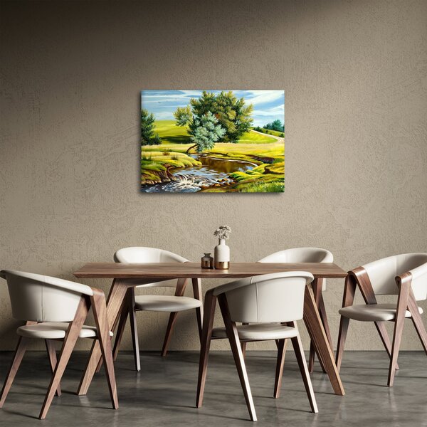Obraz - Řeka mezi loukami, olejomalba (70x50 cm)
