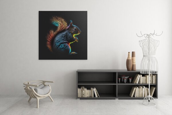 Obraz na plátně - barevná veverka FeelHappy.cz Rozměr obrazu (Šířka x Výška): 60 x 60 cm