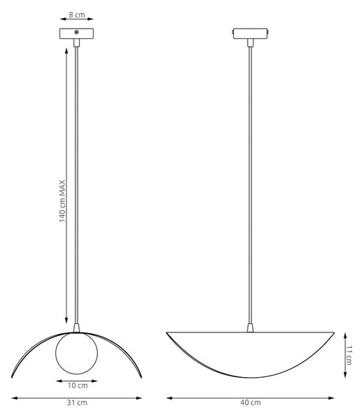 Závěsné svítidlo RITUAL 1L – moka, bílé sklo, 1× G9, šířka 31 cm