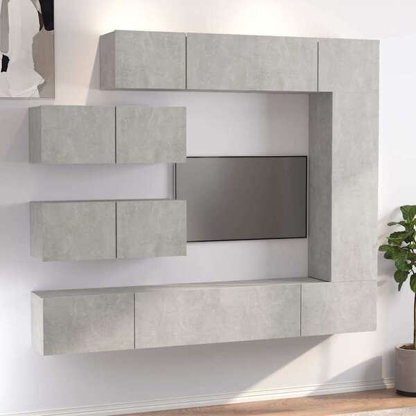7dílný set TV skříněk betonově šedý kompozitní dřevo 3114561