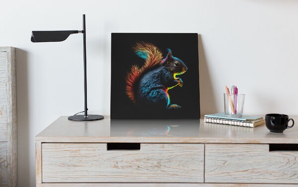 Obraz na plátně - barevná veverka FeelHappy.cz Rozměr obrazu (Šířka x Výška): 60 x 60 cm