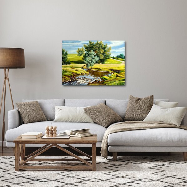 Obraz - Řeka mezi loukami, olejomalba (70x50 cm)