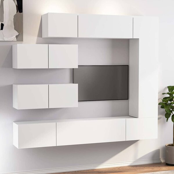 7dílný set TV skříněk bílý kompozitní dřevo 3114558