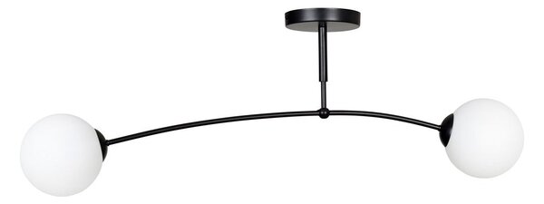 Stropní svítidlo PREGOS 2 – černé, bílé sklo, 2× E14, šířka 60 cm