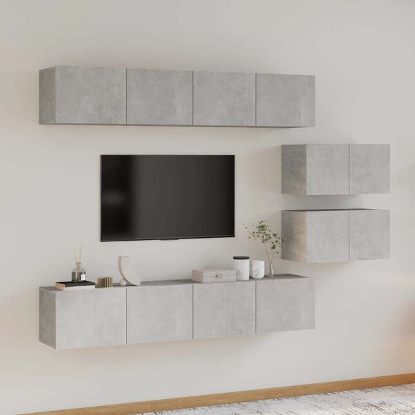 6dílný set TV skříněk betonově šedý kompozitní dřevo 3114601
