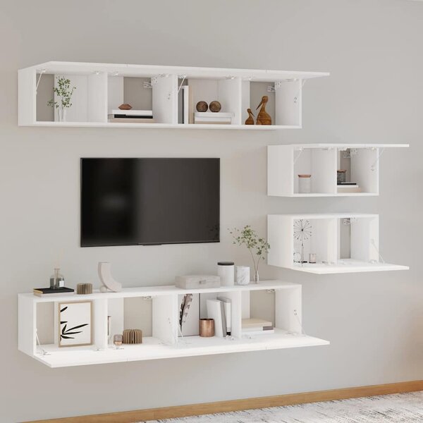 6dílný set TV skříněk bílý kompozitní dřevo 3114598