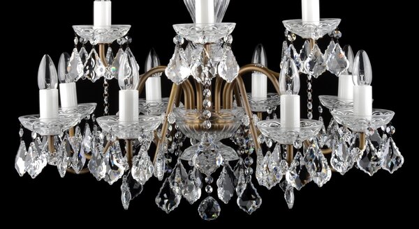 DBK GLASS 12-ti ramenný křišťálový lustr s kovovými rameny a tvarovaným sklem s charakteristickým marockým dekorem – PATINA 5080-8+4-PT