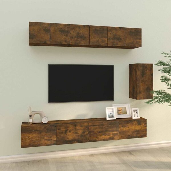 6dílný set TV skříněk kouřový dub kompozitní dřevo 3114619