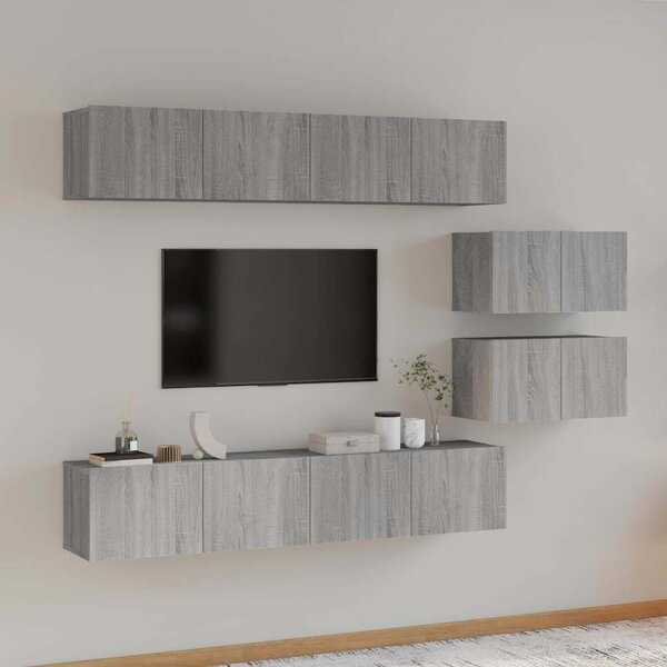 6dílný set TV skříněk šedý sonoma kompozitní dřevo 3114604