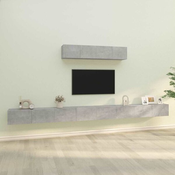 6dílný set TV skříněk betonově šedý kompozitní dřevo 3114609