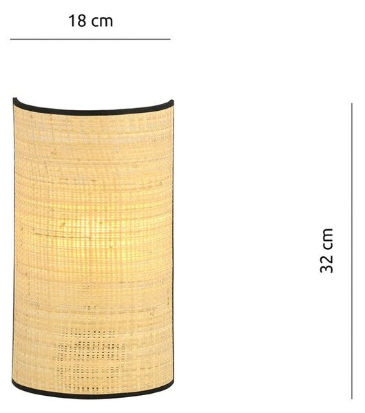 Nástěnné svítidlo ASTON K1 – černé, hnědé textilní stínidlo, 1× E14, šířka 18 cm