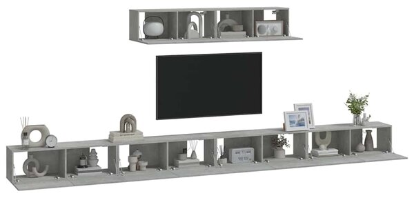 6dílný set TV skříněk betonově šedý kompozitní dřevo 3114609